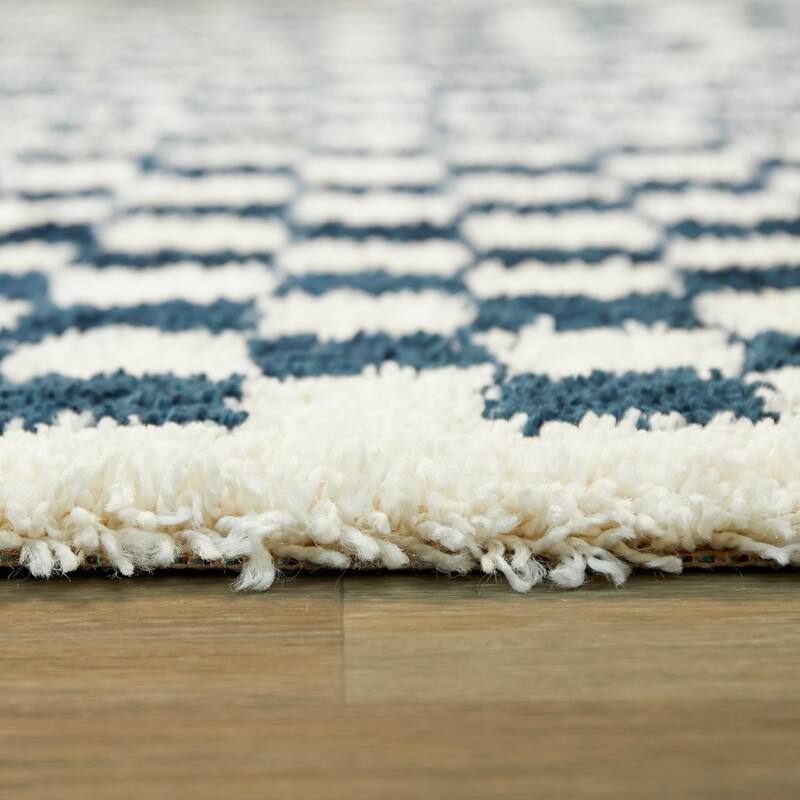 Covey Plush Checkered Thick Shag Area Rug