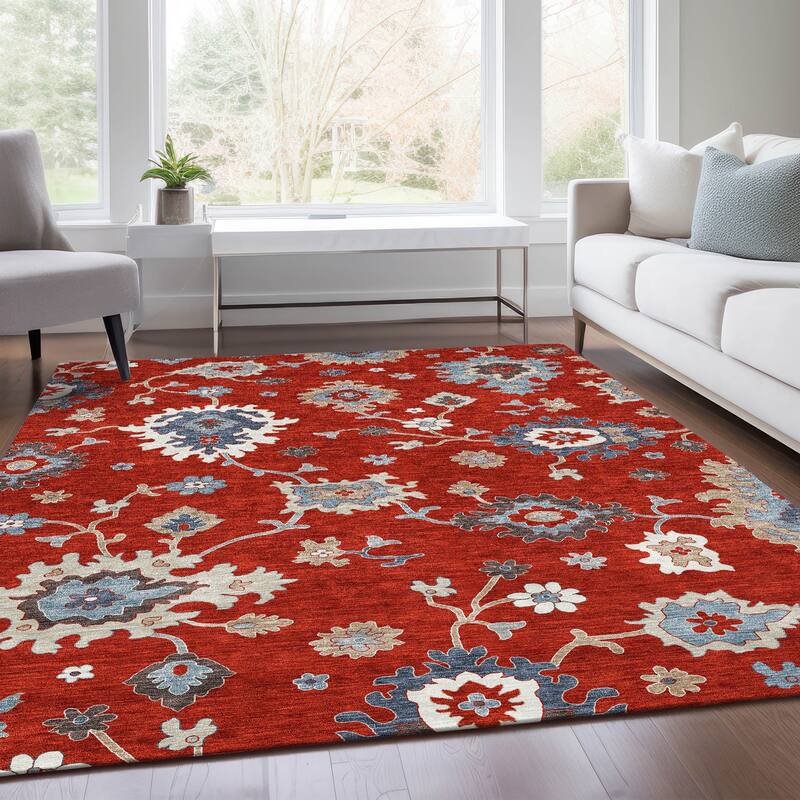 Machine Washable Indoor/ Outdoor Chantille Kashan Traditonal Rug