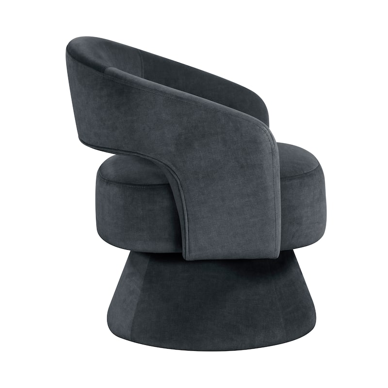 Arden 27" Velvet Swivel Chair - 360-Degree Metal Swivel Base