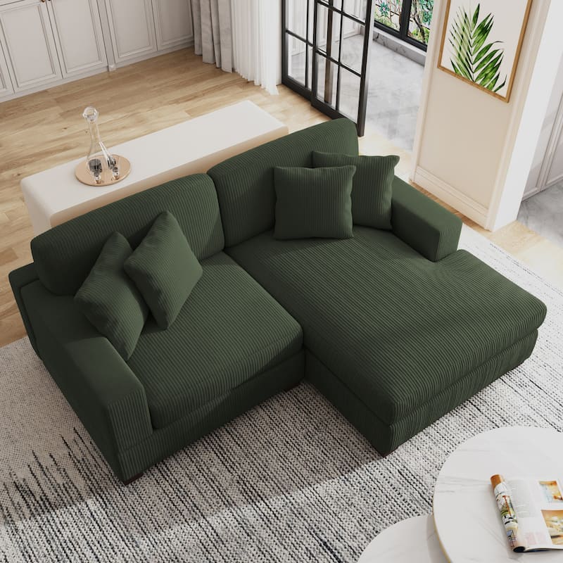 Oversized Modular Sectional Sofa Set with Pillows for Living Room - Green/Armchair&Chaise