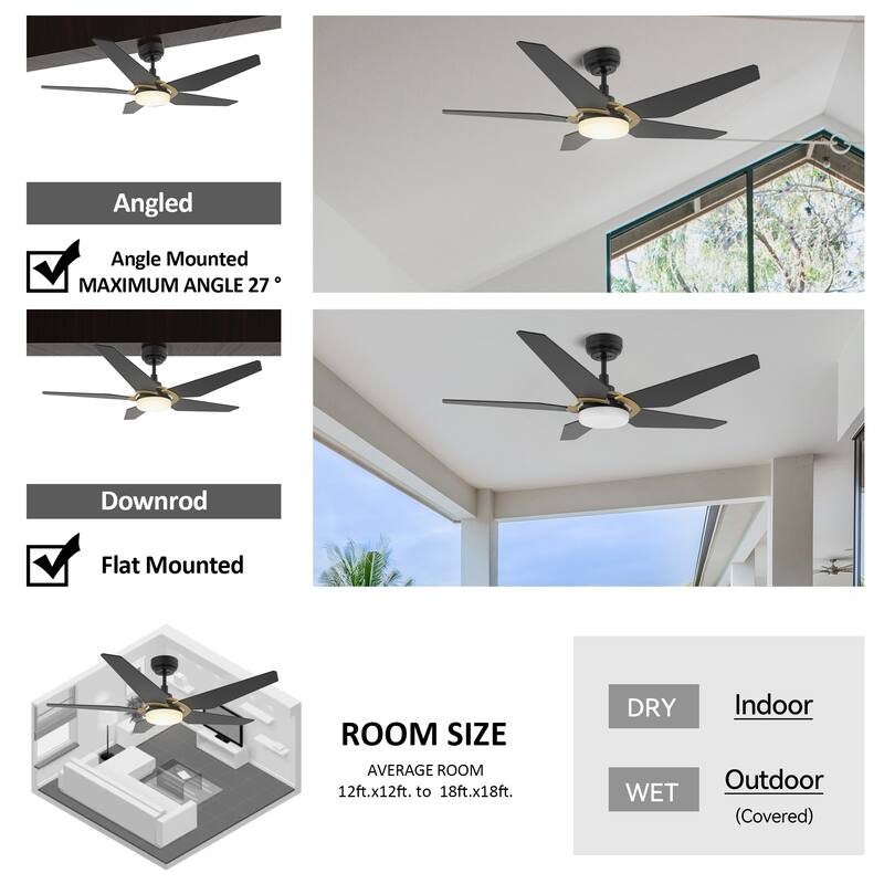 CARRO Boreas 52" Smart Ceiling Fan with Light and Remote-Downrod