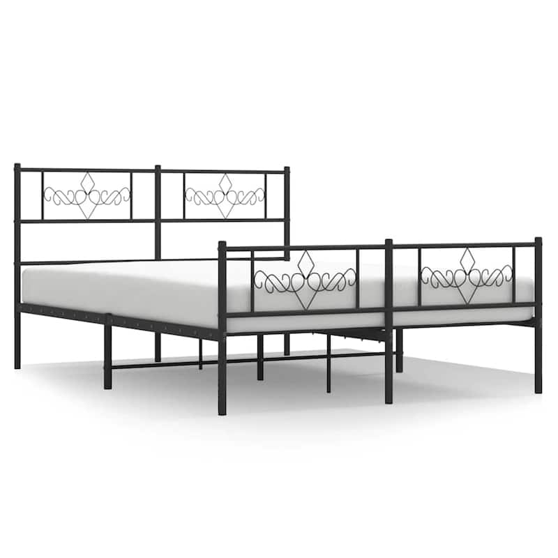 vidaXL 12 Inches Black Full Size Metal Bed Frame No Mattress - 77.2" x 55.9" x 35.4"