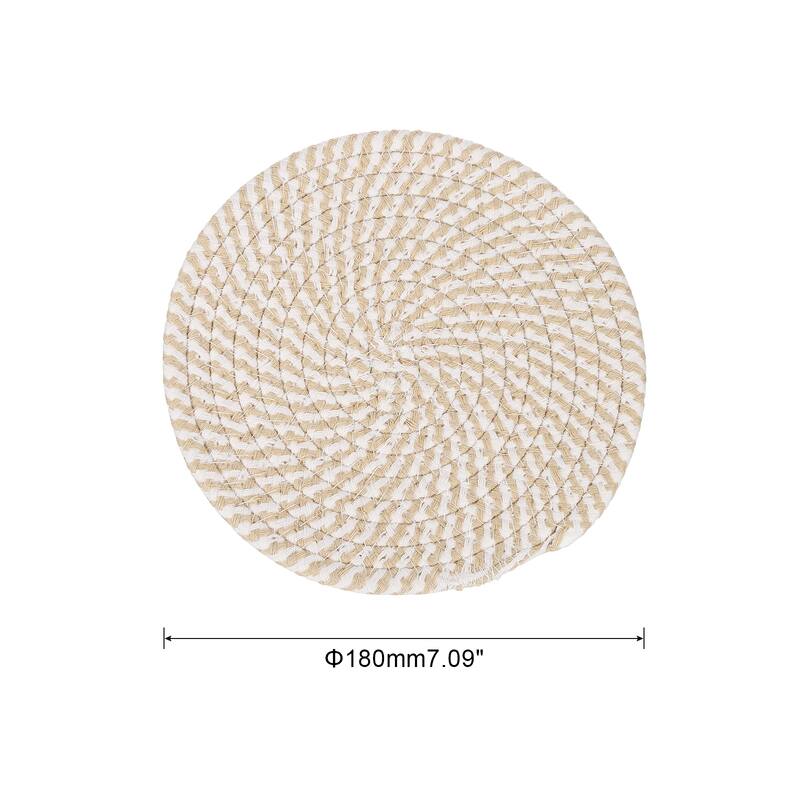 Cotton Trivets Set, 4 PCS 7" Thicken Woven Heat Resistant Mats - Brown - 7"