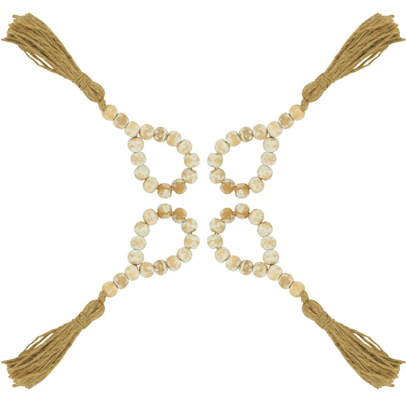 Tassel Napkin Rings With Wood Bead Design (Set of 4)