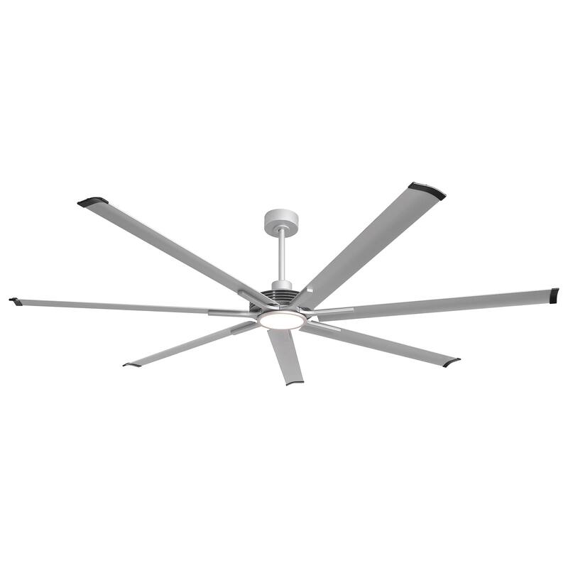 Ceiling Fan Industrial 84" Modern Silver 7-Blade LED Light
