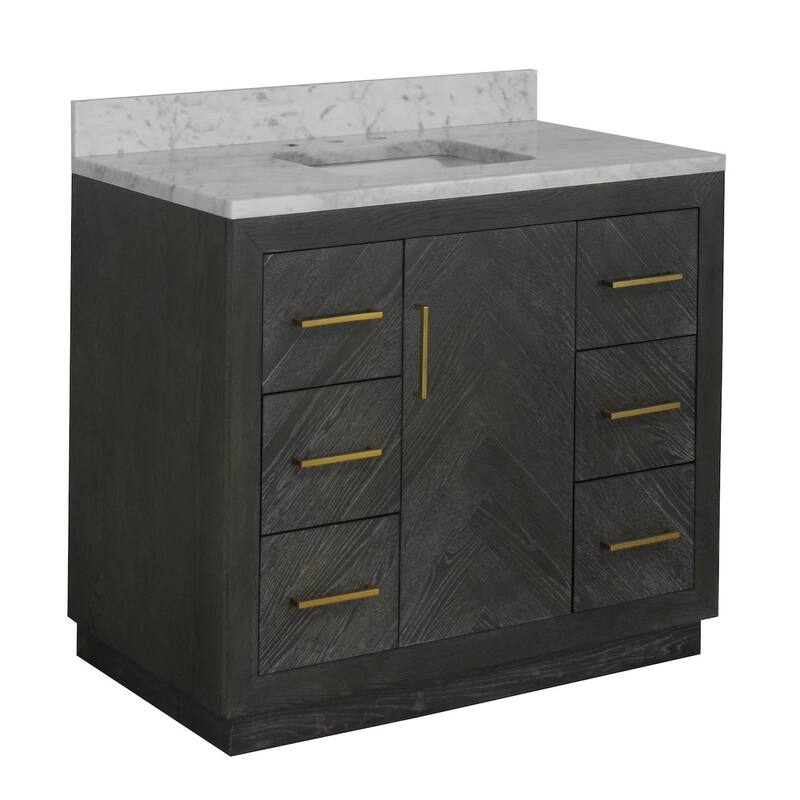 KitchenBathCollection Peyton 42" Bathroom Vanity with Carrara Marble Top