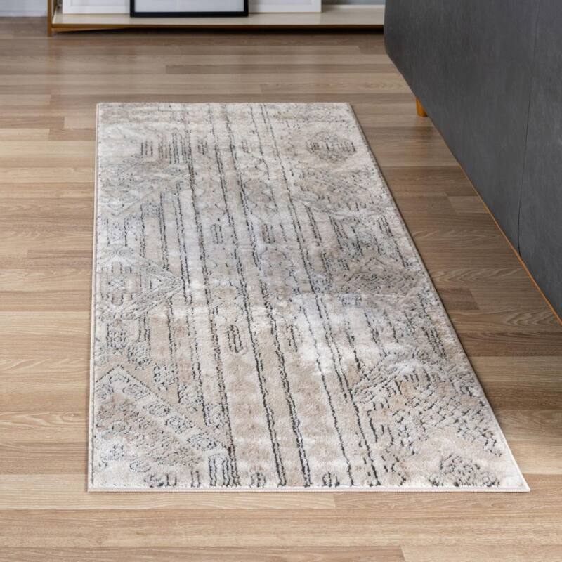 Transitional Wedo Collection Area Rug - 2'7"x10' - Tan