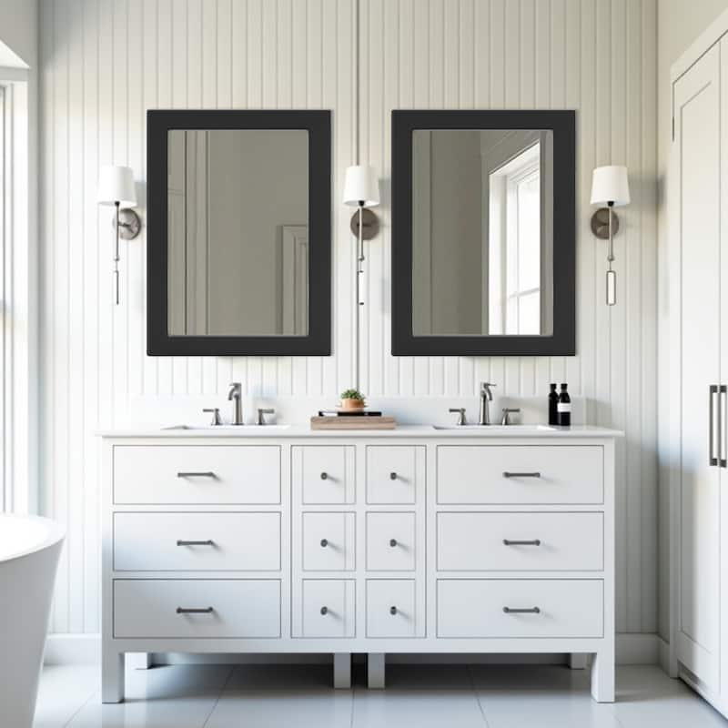 Farmhouse Style Wooden Square Mirror, Pastoral Style in The Bathroom