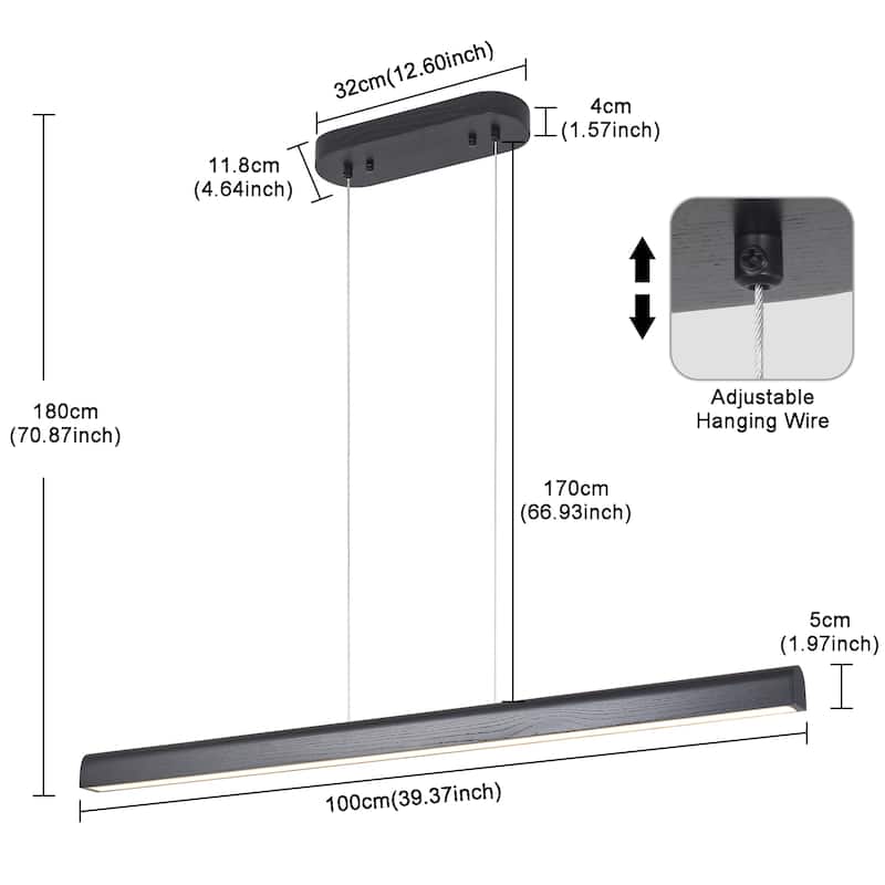 Starsky 1-Light Farmhouse Rustic Wooden Linear Pendant Integrated LED 3000K Kitchen Island Lights
