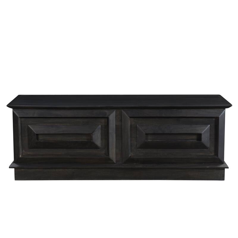 Carved Storage Ottoman with Solid Wood Frame