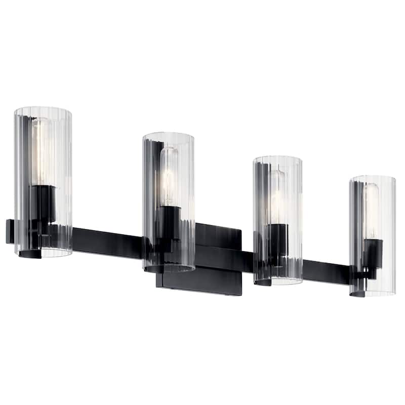 Jemsa 32 in. 4-Light Bathroom Vanity Light with Clear Fluted Glass