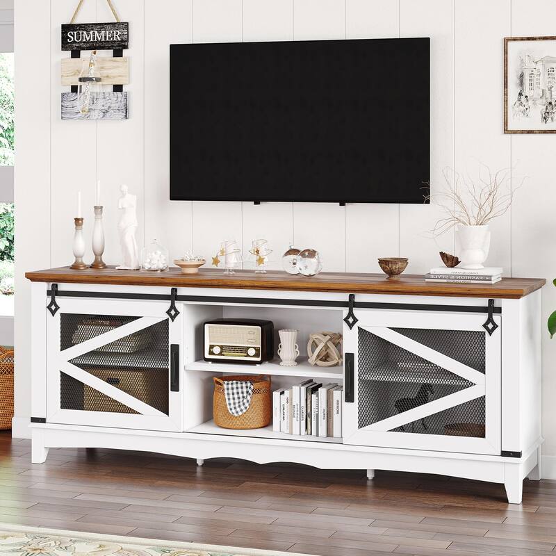 Farmhouse TV Stand 75 Inch Entertainment Center - 75 inches