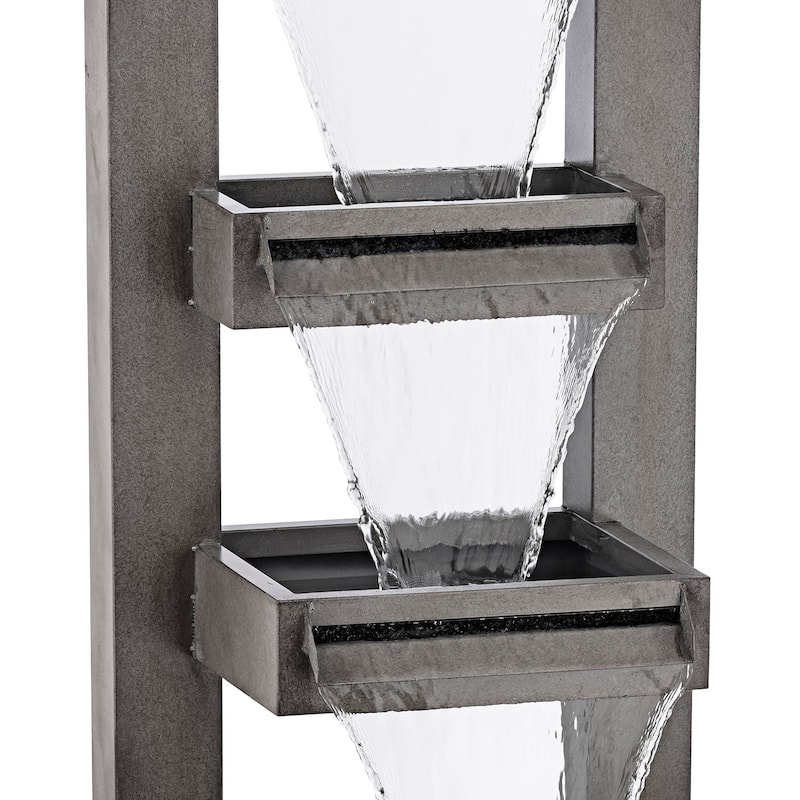 Alpine Corporation 43-inch Multi-tier Industrial Metal Patio Fountain