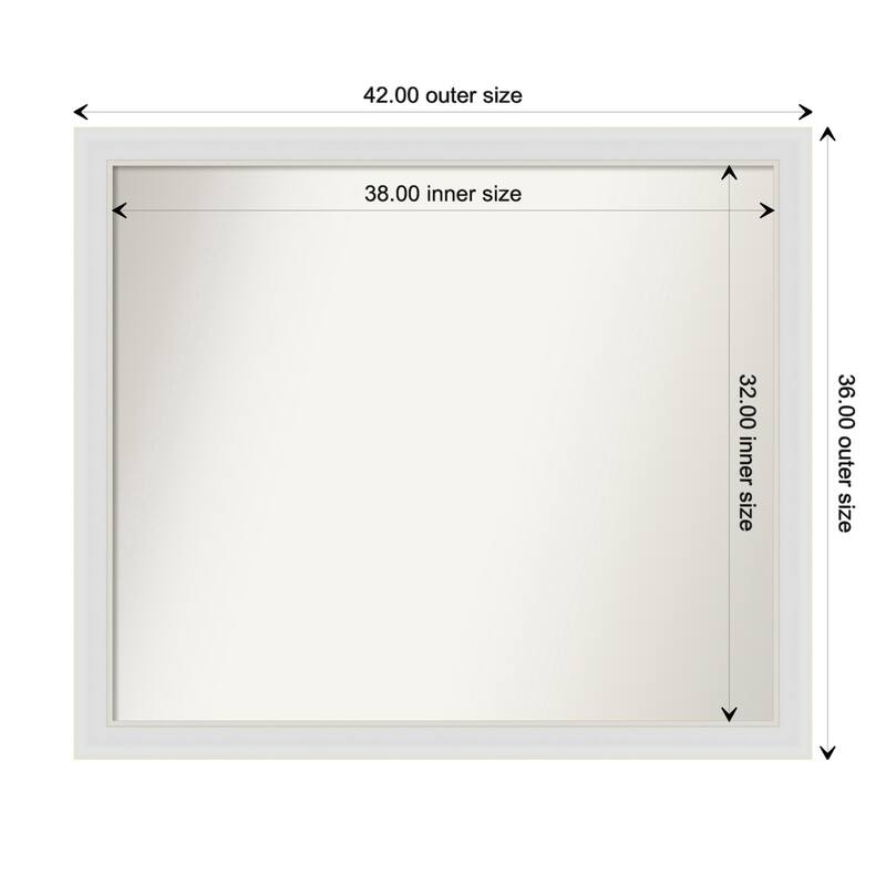 Flair Soft White Narrow Framed Non-Beveled Custom Wall Mirror, Bathroom Vanity Mirror - Outer Size: 42 x 36