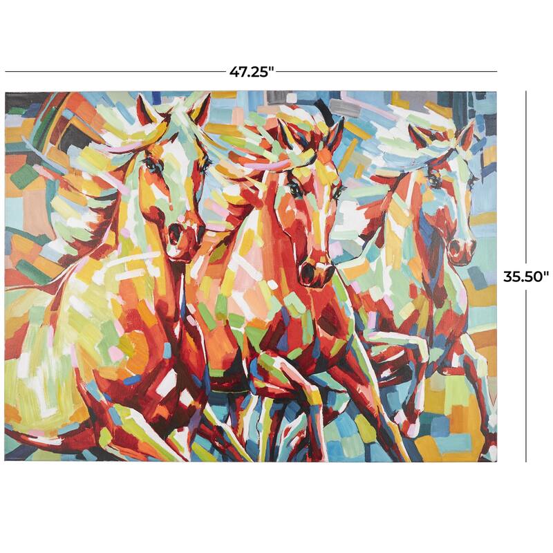 Canvas Horse Abstract Paint Splatter Wall Art with Abstract Paint Stroke Design - Multi Colored - Roche River Decor