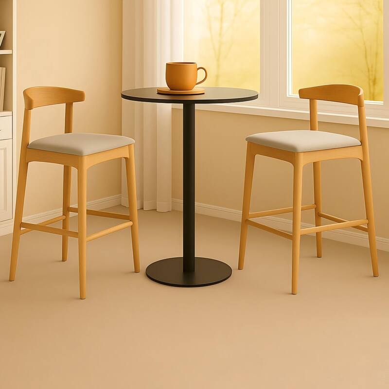 Mid-Century Modern Design Solid Wood Counter Stools ,Upholstered Counter Stools With Wood Legs