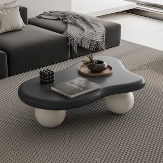 40 Inch Cloud Shaped Coffee Table with 3 Ball Legs for Living Room