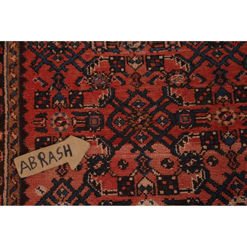 Hand Knotted Oriental 100% Wool Carpet Traditional All-Over Oranges & Rust Hossainabad Runner Rug - 16' 4'' X 3' 6''