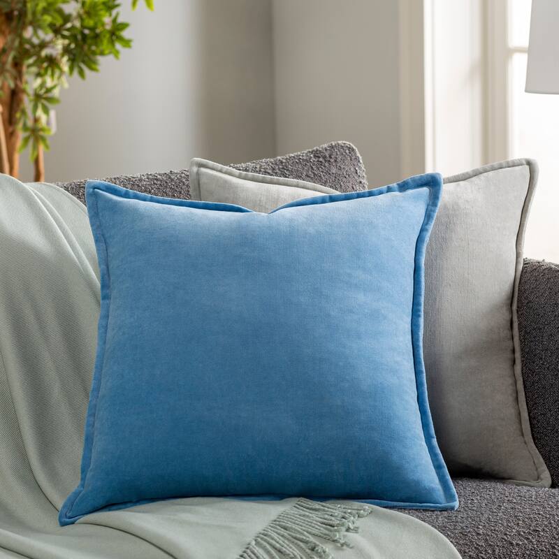 Artistic Weavers Harrell Solid Velvet 22-inch Throw Pillow - Cover Only - Light Blue