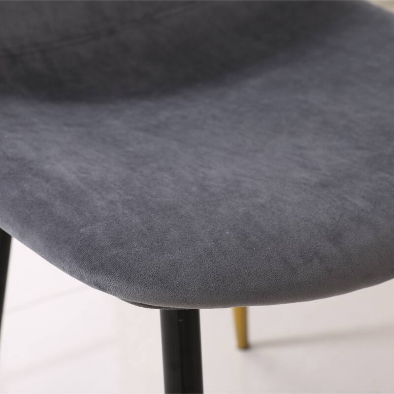 Mid-Century Fabric Dining Chairs with Velvet Seats and Metal Angled Legs, for Dining Rooms, Set of 4, Gray