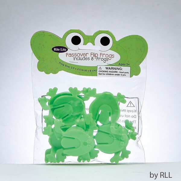 Set of 8 Green Passover Flip Frogs Children Toys 5.5" - N/A