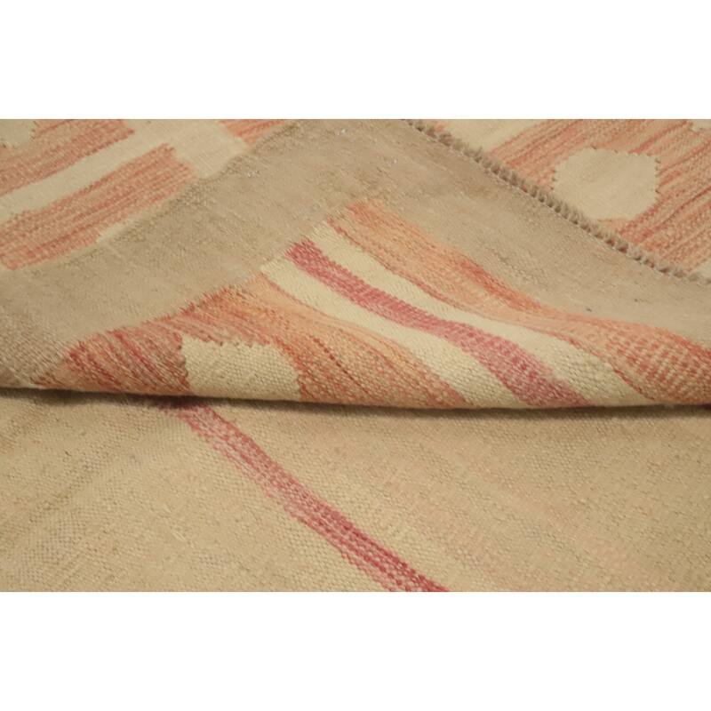 Hand Woven Southwestern Wool Beige Geometric Area Rug - 12' 4'' X 9' 0''