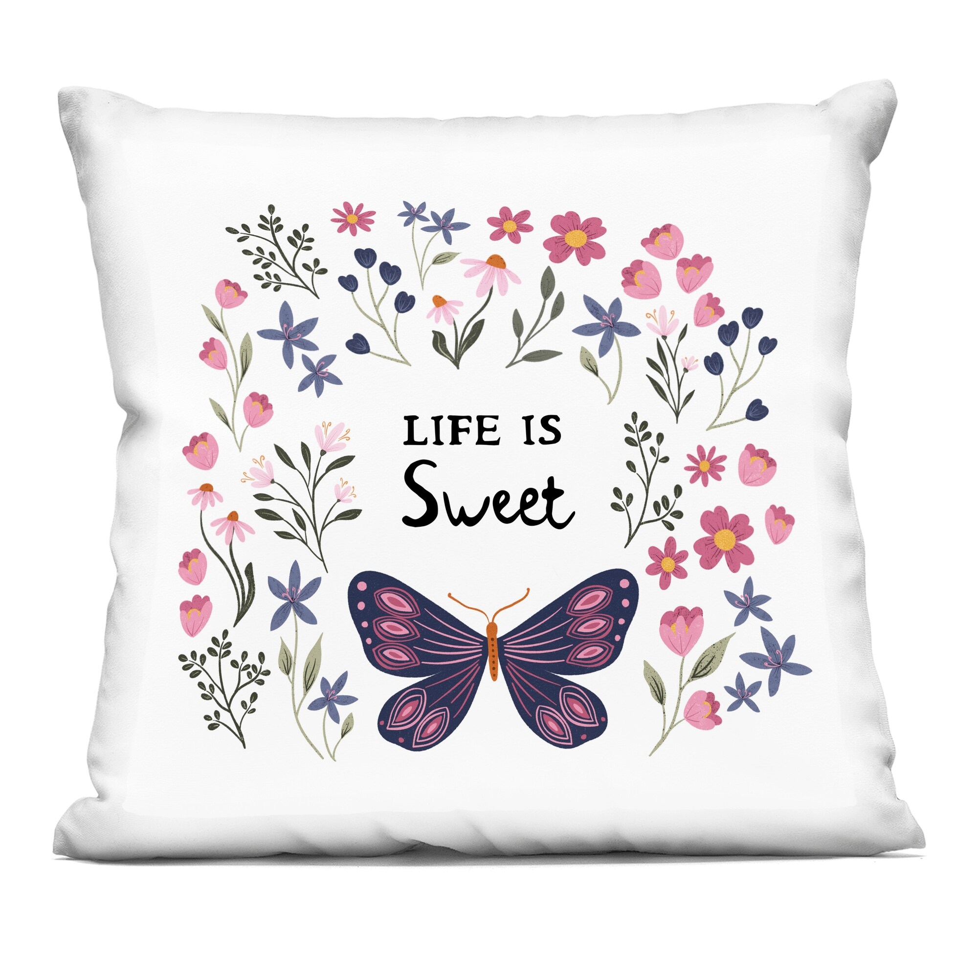 Stupell Life Is Sweet Floral Butterfly Decorative Printed Throw Pillow Design by JJ Design House LLC