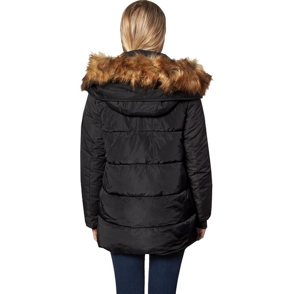 quilted coat with fur hood
