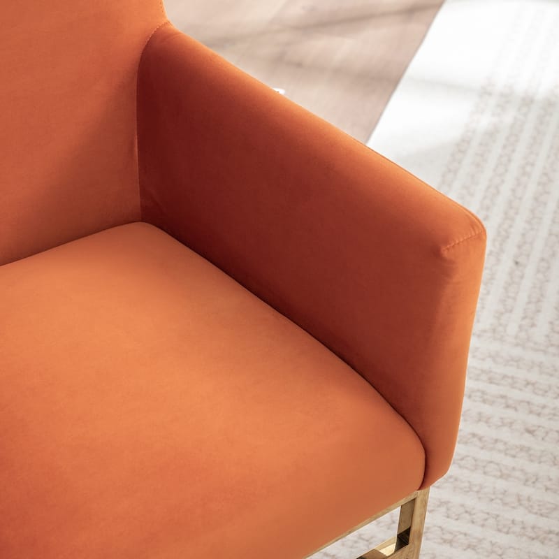 SEYNAR Modern Velvet Accent Arm Dining Chair Set of 2 with Metal Legs