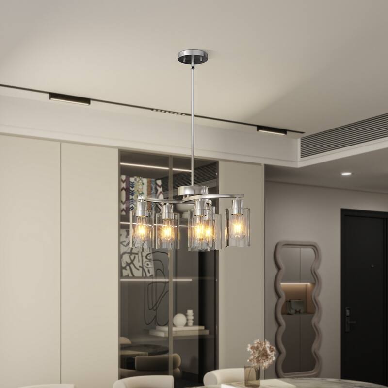 6-Light Chandeliers for Dining Room, Modern Kitchen Island Light Fixtures Over Table, Metal Hanging Pendant Lighting