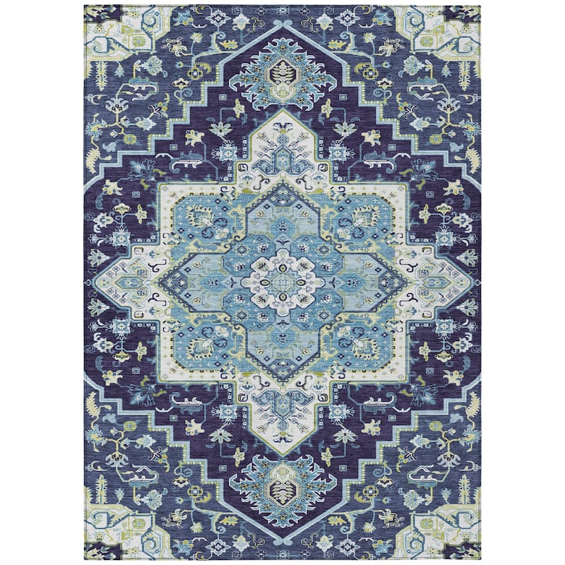 Machine Washable Indoor/ Outdoor Persian Traditional Chantille Rug