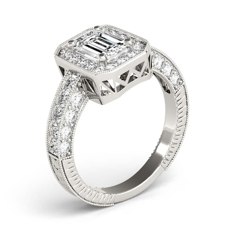 Auriya 14k White Gold Lab Grown Emerald Diamond Halo Engagement Ring 0.50 to 5.00 ct. tw. (F-G VS)