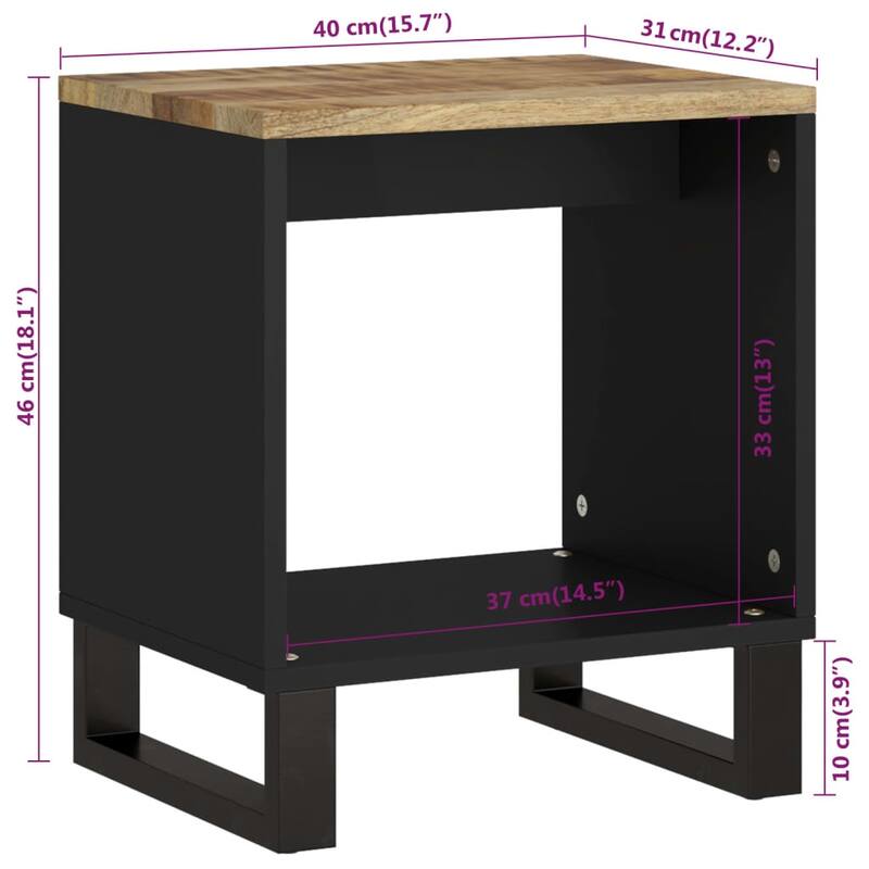 vidaXL Coffee Table 15.7"x12.2"x18.1" Solid Wood Mango&Engineered Wood
