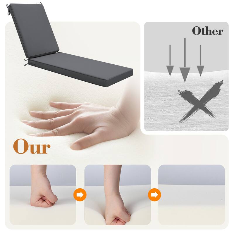 Outdoor Waterproof Chaise Lounge Cushions for Patio Furniture