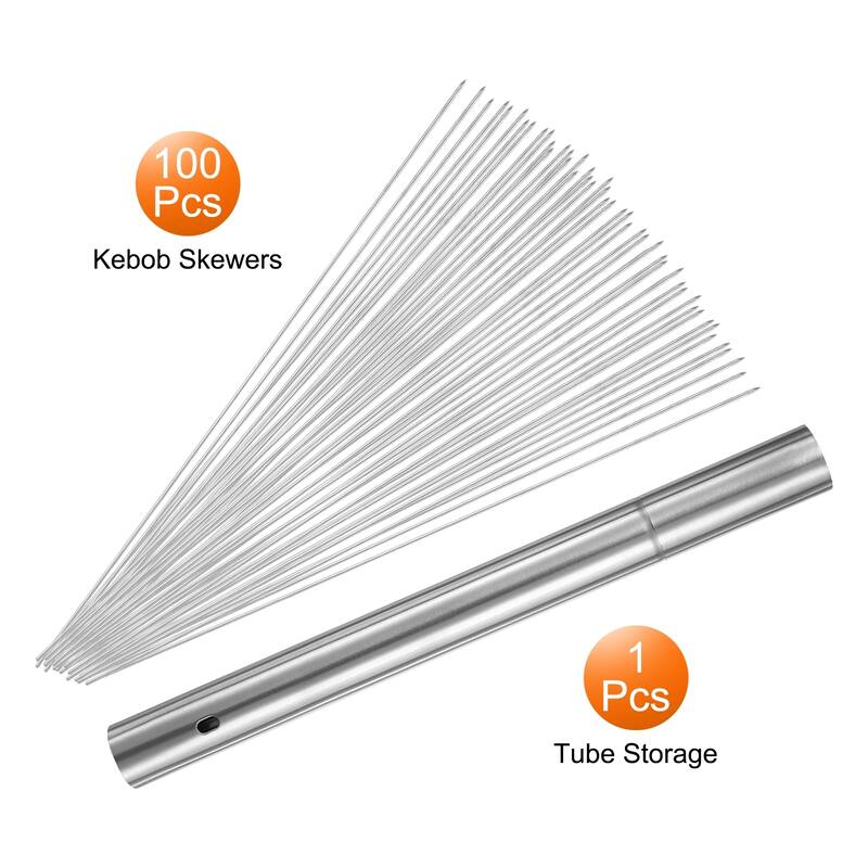 100pcs Kebob Skewers 30cm x 2.8cm Round Sticks with Tube Storage - 30cm x 2.8cm