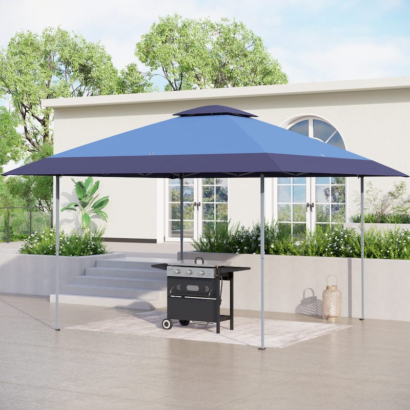 13' x 13' Outdoor Canopy Patio Gazebo Reinforced garden Pop-up Canopy Tentwith Elegant Corner Curtain - 13x13ft