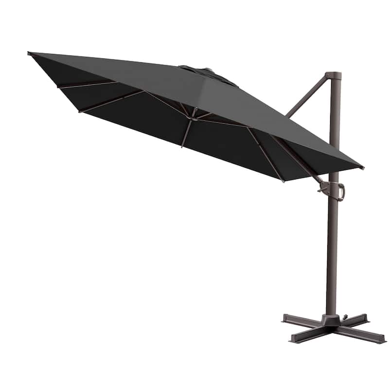 10 x 13 FT Luxury Aluminum Outdoor Shade Canopy Patio Cantilever Offset Umbrella with 360-degree Rotation