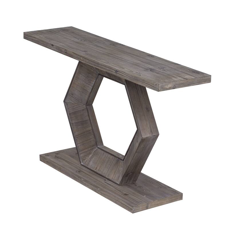 55.1" MDF Modern Entryway Table with Hollow Geometric Design,For Living Room