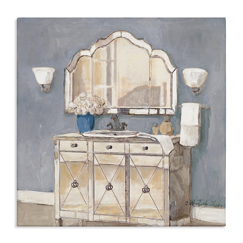 Stupell Traditional Bathroom Sink & Mirror Canvas Wall Art Design By Charlene Olson - 30 x 30