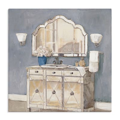 Stupell Traditional Bathroom Sink & Mirror Canvas Wall Art Design By Charlene Olson