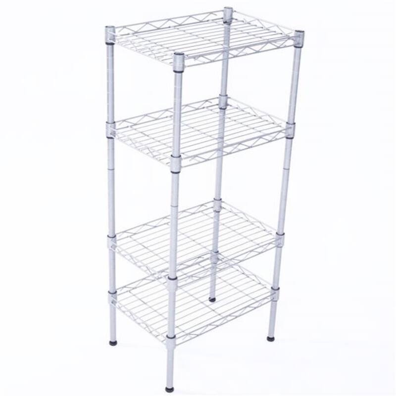 Rectangle Carbon Steel Metal Assembly 4-Shelf Storage Rack Silver Grey - 13.77" x 9.84" x 31.5"