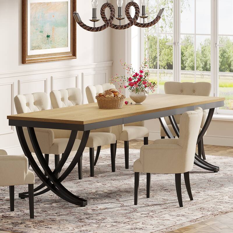 78" Large Rectangular Dining Table, Farmhouse Solid Wood Top Kitchen Table for Dining/Living Room