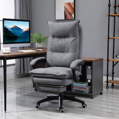 Vinsetto 360° Swivel Executive Home Office Chair Adjustable Height Linen Style Fabric Recliner,Grey