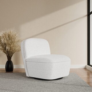 BELLEZE Upholstered Swivel Accent Chair with Hidden Storage