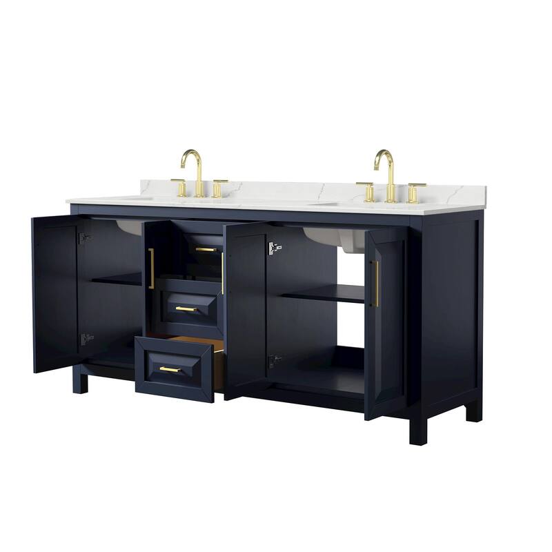 Daria 72-inch Double Vanity, 3 Hole Quartz Top