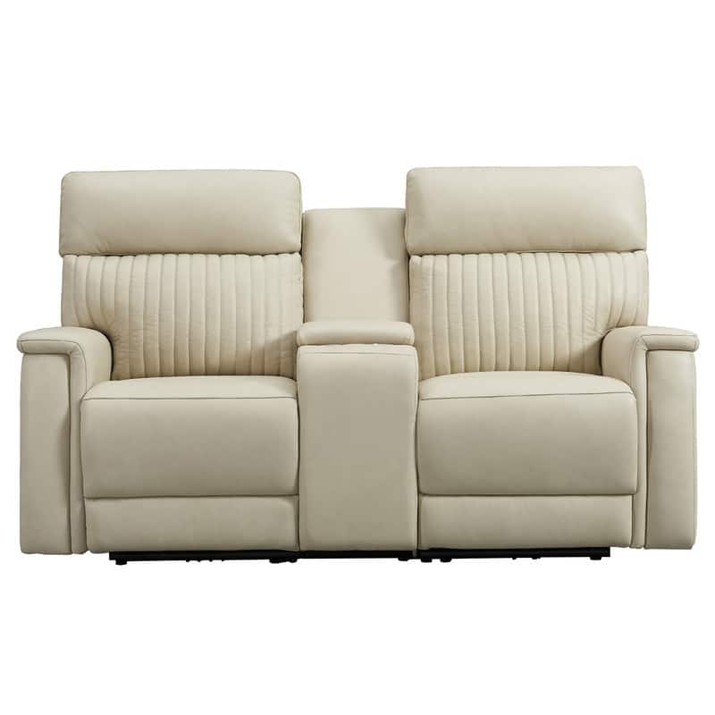 Genuine Leather Zero Gravity Power Reclining Sofa with Headrest, Lumbar & USB, Living Room Set