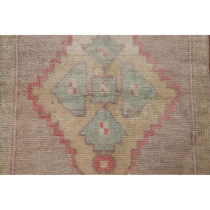 Vegetable Dye Oushak Turkish Oriental Wool Rug Handmade Foyer Carpet - 1'8" x 2'10"