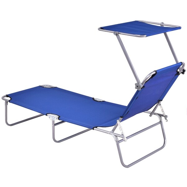 Sporting Goods Blue Reclining Folding Camp Chair With Footrest Cup Holder Lounge Beach Chaise Outdoor Sports