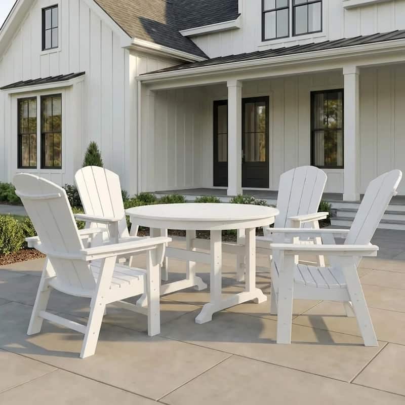 Laguna Hdpe All Weather Outdoor Patio Round Adirondack Dining Chairs Set (5-Piece Set)