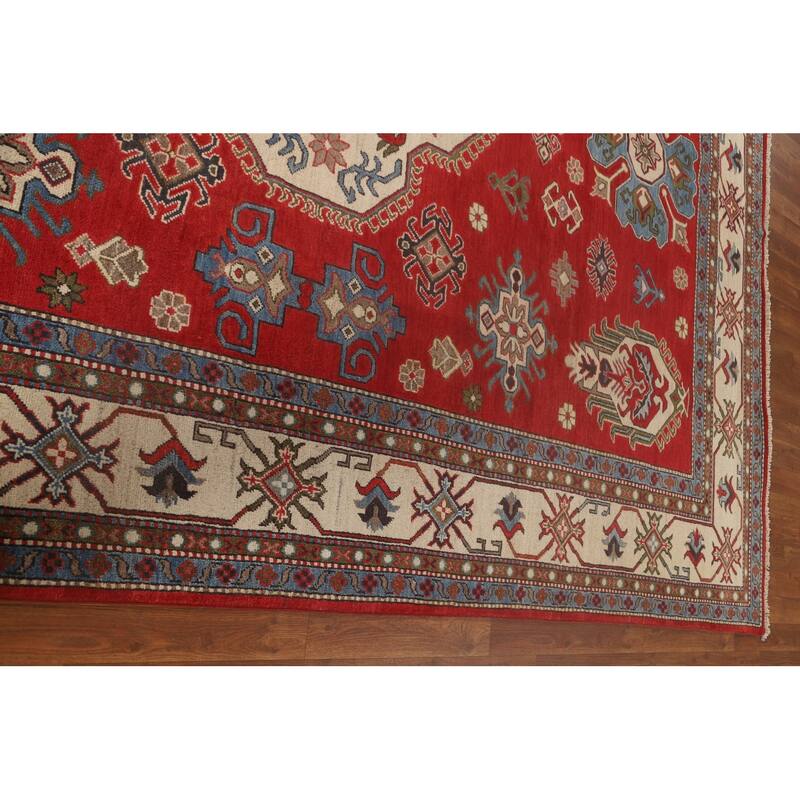 Traditional Kazak Oriental Area Rug Handmade Red Wool Carpet - 8'7"x 11'3"